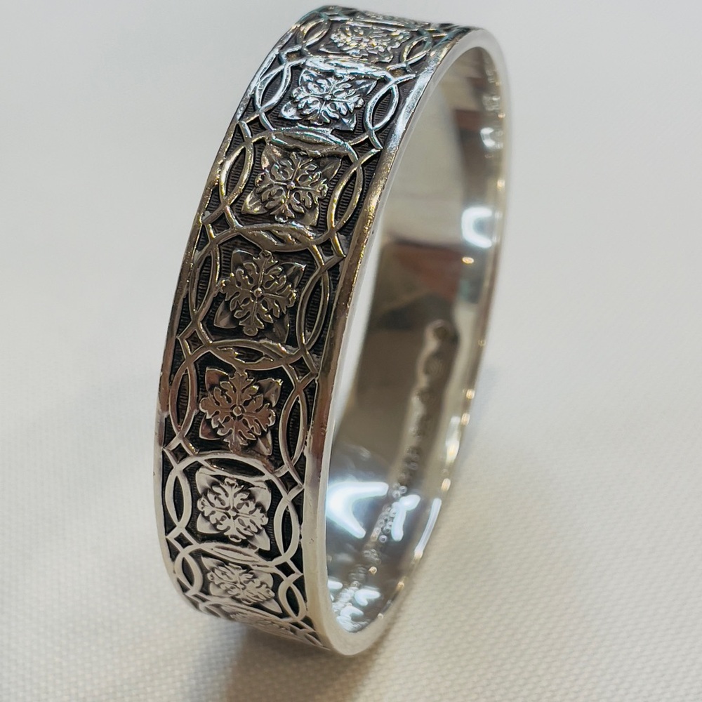 Tiffany & Co Makers Ornate Sterling Silver Bangle Bracelet